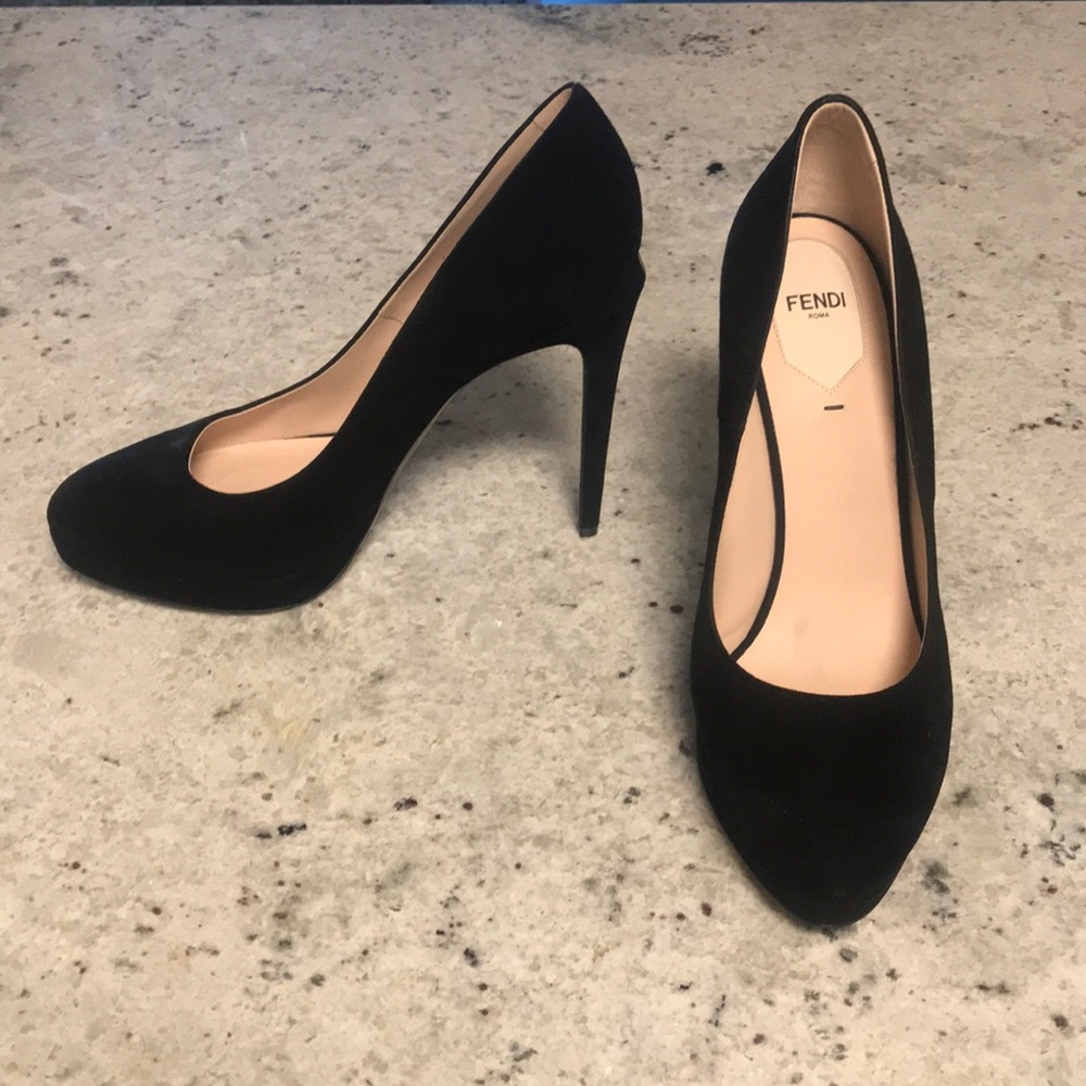 Fendi Suede Black Pumps, Size 11(41)